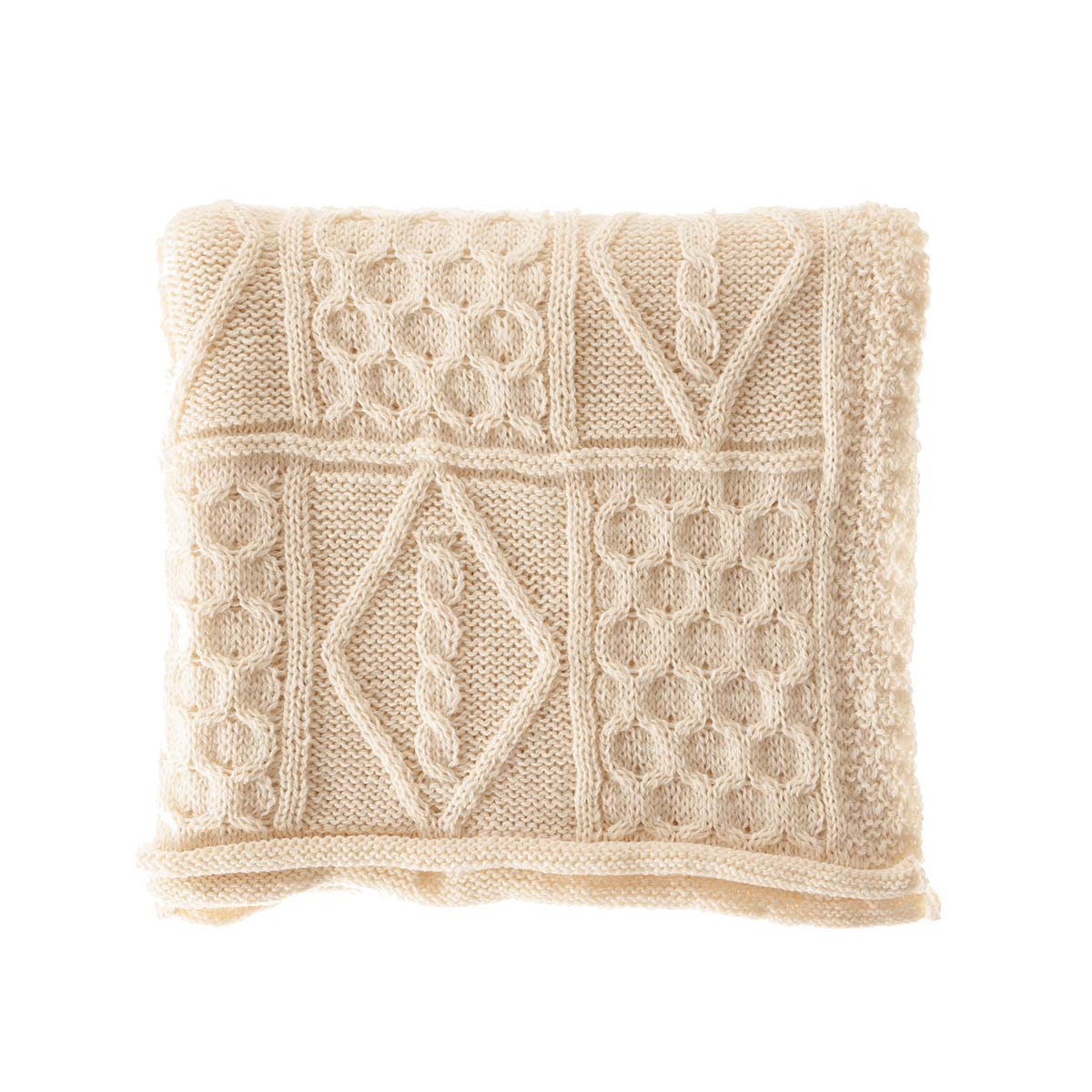 Chunky Aran Knit Throw Ecru - Image 8