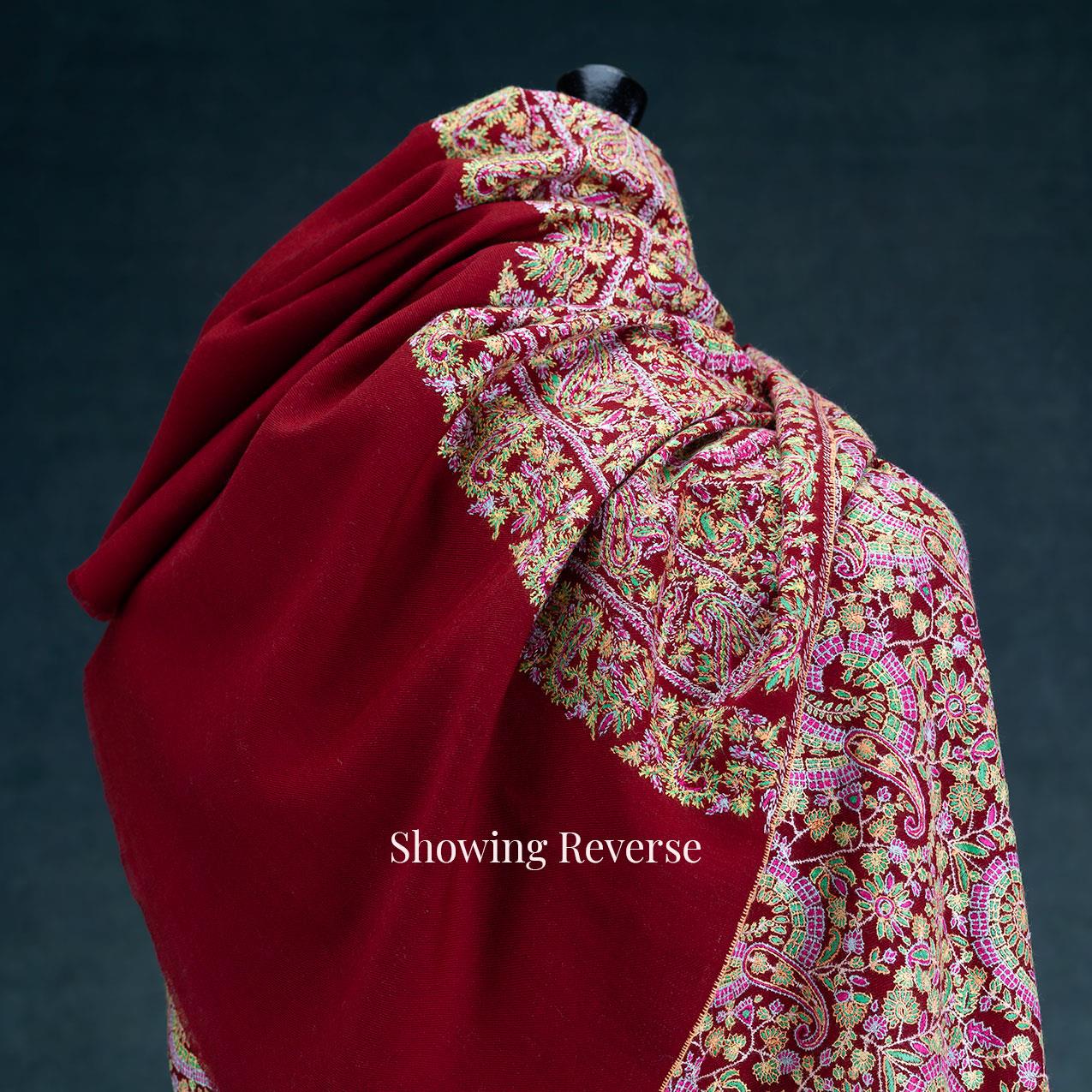 Hand Embroidered Cashmere Pashmina 'Tantra' - Image 10