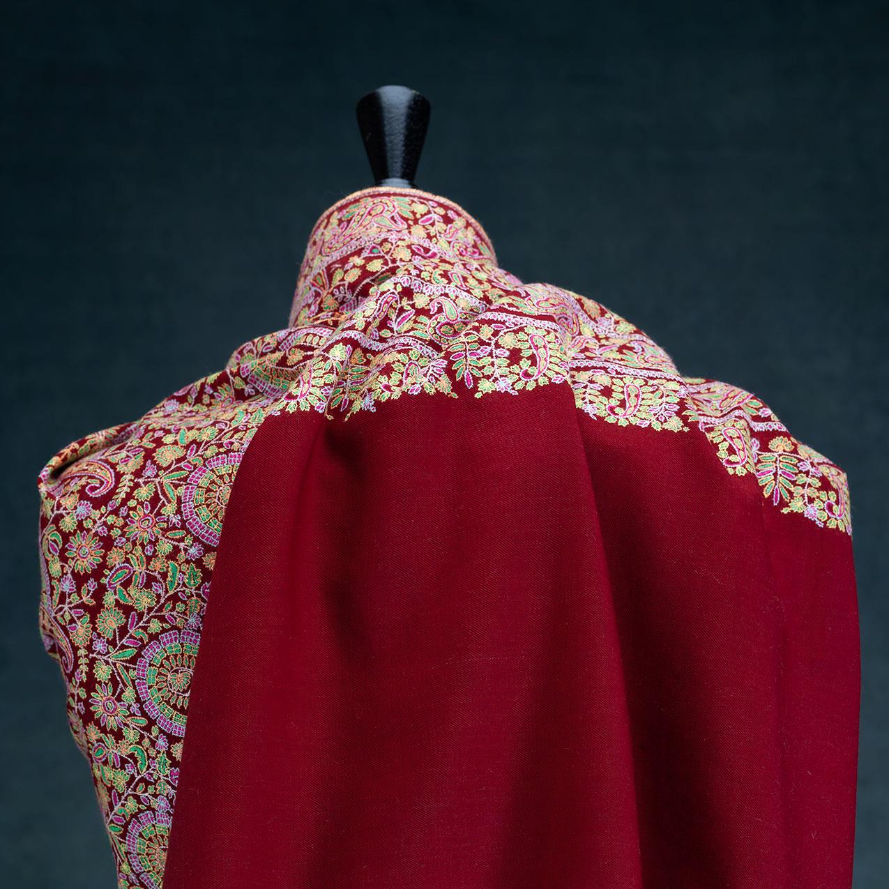 Hand Embroidered Cashmere Pashmina 'Tantra' - Image 8