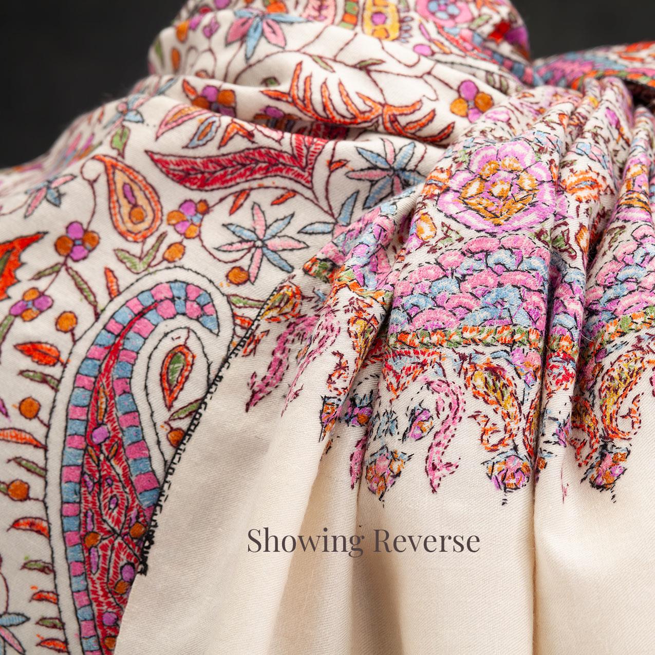 Hand Embroidered Jamawar Pashmina ' Tajmahal-The White Crown' - Image 4