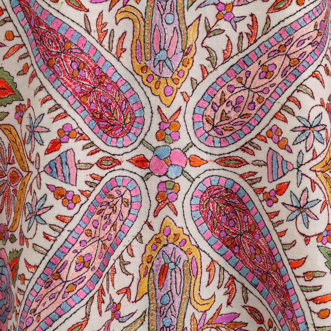 Hand Embroidered Jamawar Pashmina ' Tajmahal-The White Crown' - Image 7