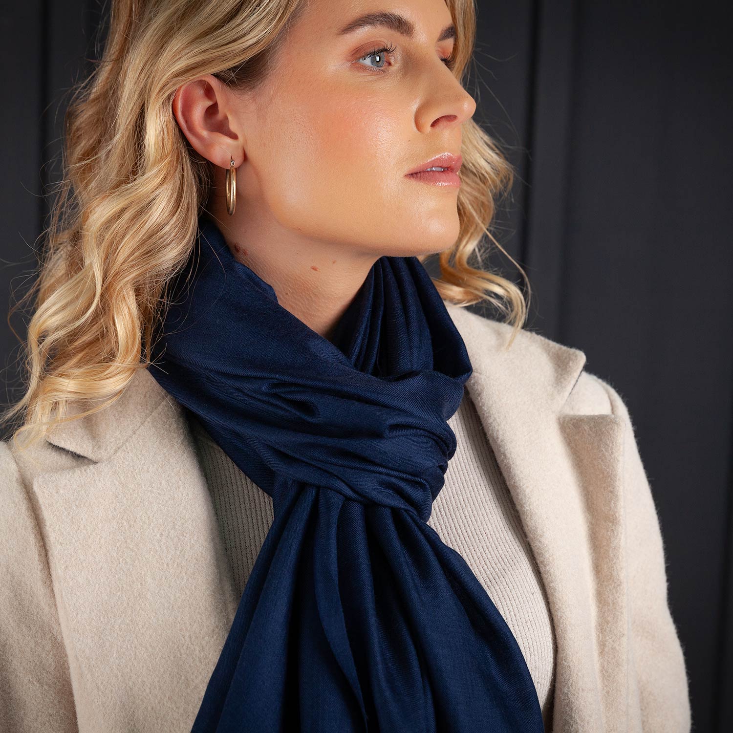 Luxe Merino Silk Shawl Dark Navy - Image 8