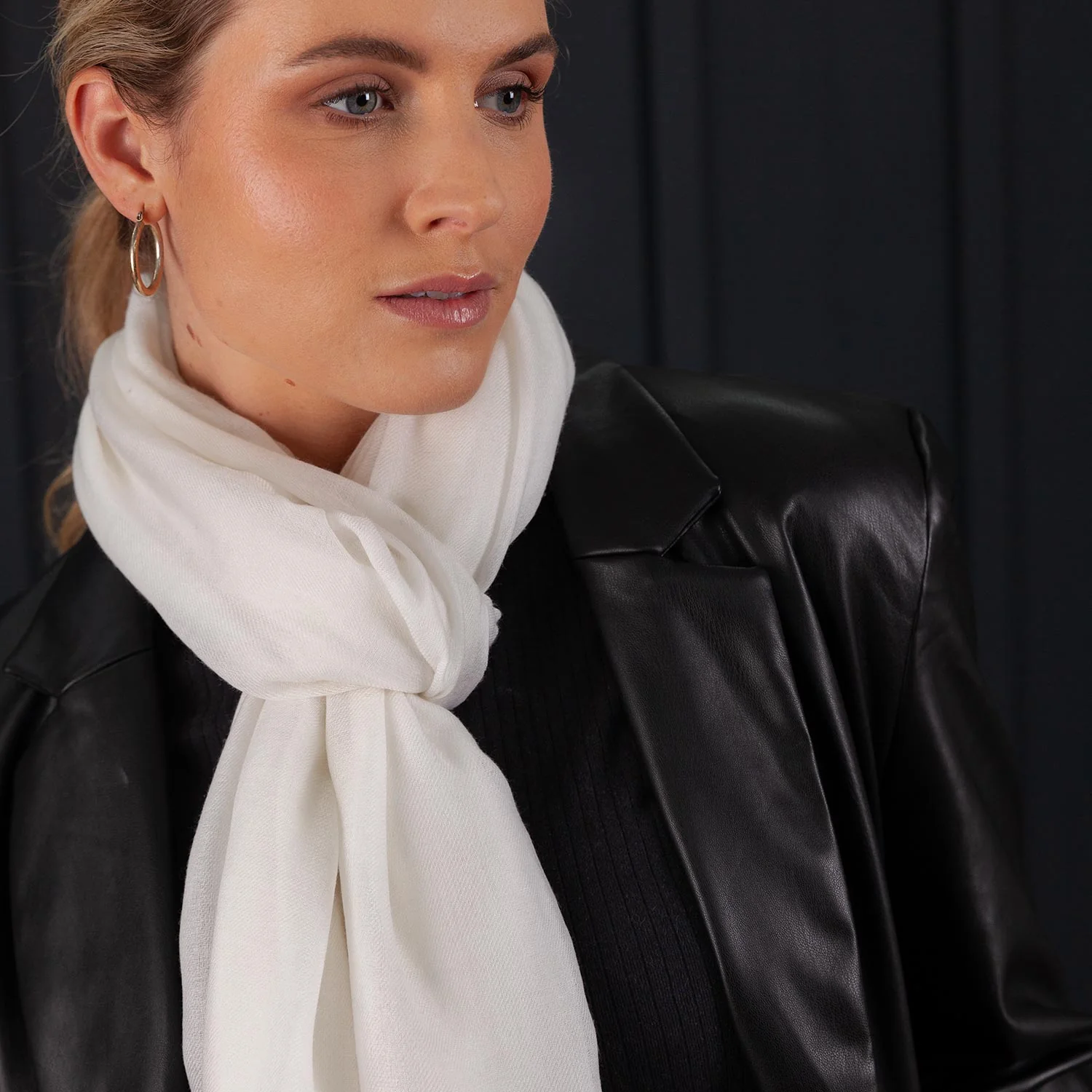 Luxe Merino Silk Shawl Ivory - Image 3