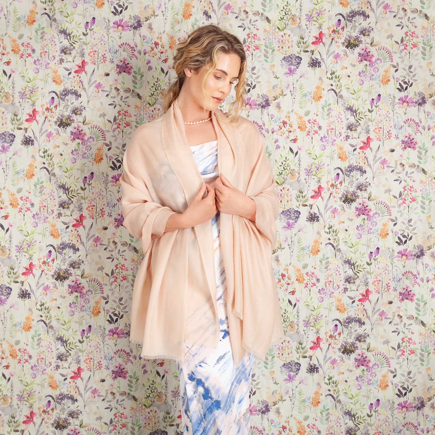 Luxe Merino Silk Shawl Latte - Image 3