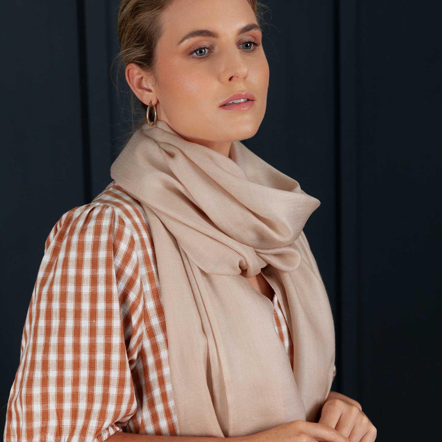 Luxe Merino Silk Shawl Latte - Image 4