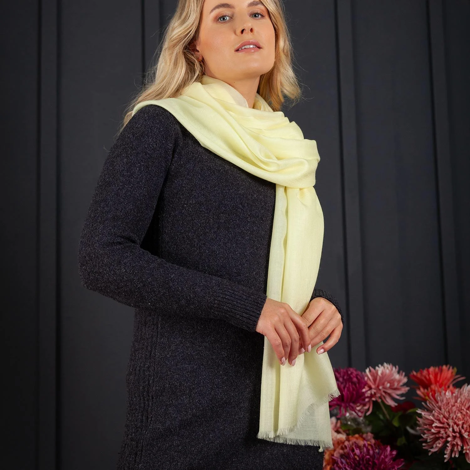 Luxe Merino Silk Shawl Light Yellow - Image 3