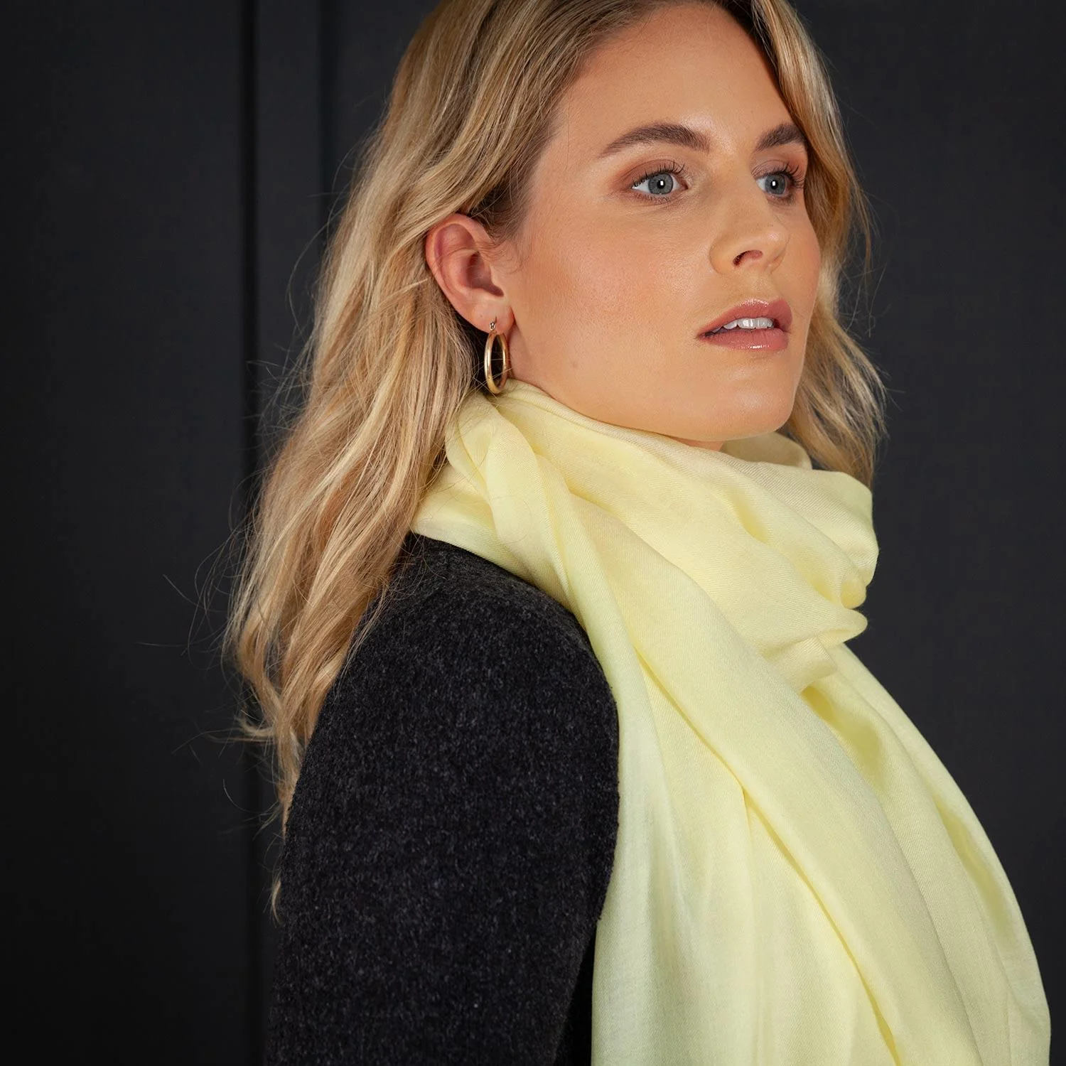 Luxe Merino Silk Shawl Light Yellow - Image 4
