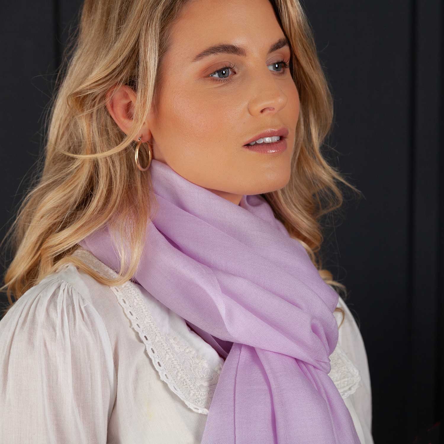 Luxe Merino Silk Shawl Lilac - Image 3