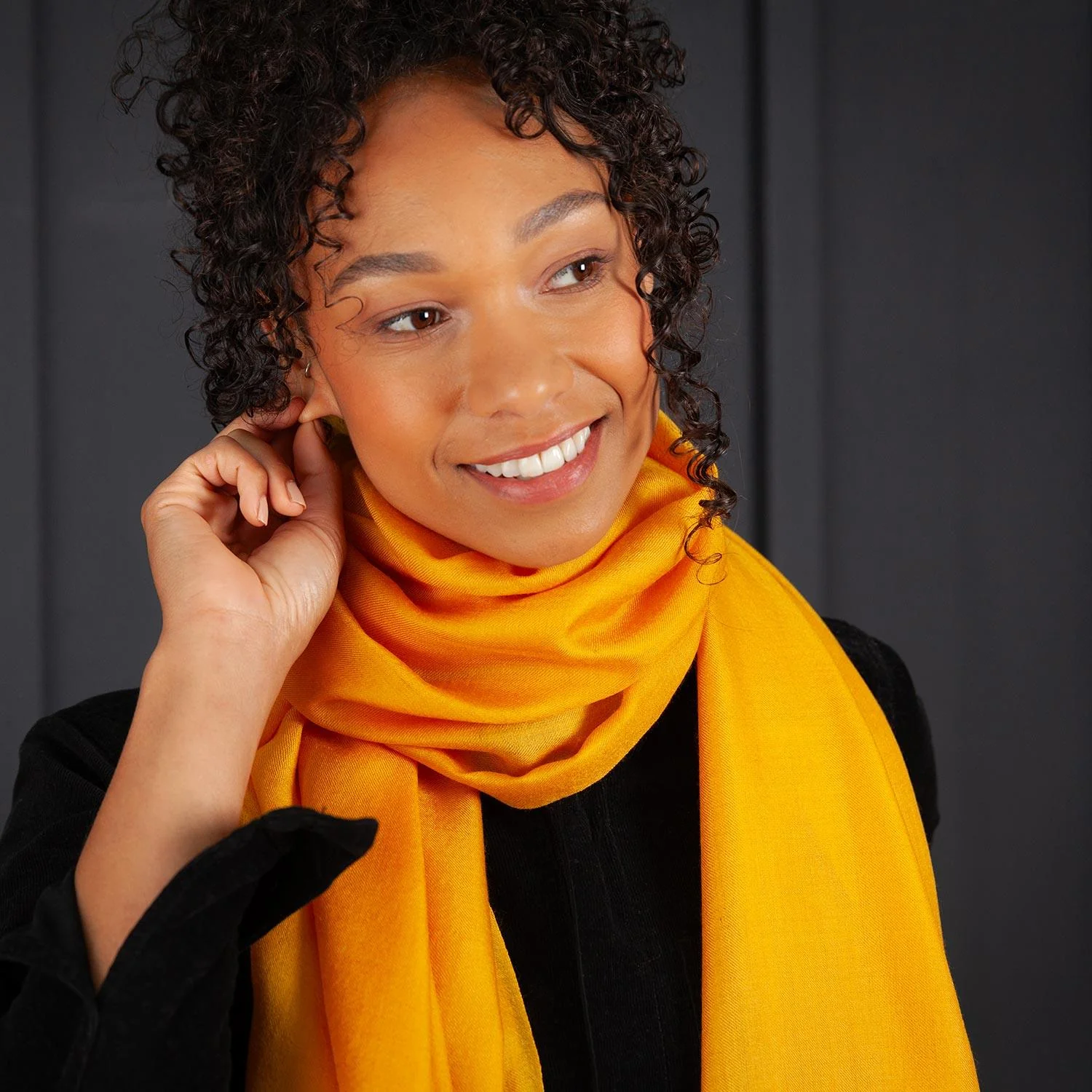 Luxe Merino Silk Shawl Mustard - Image 5