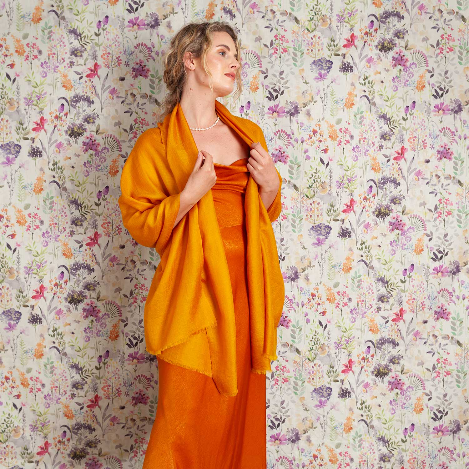 Luxe Merino Silk Shawl Mustard - Image 7