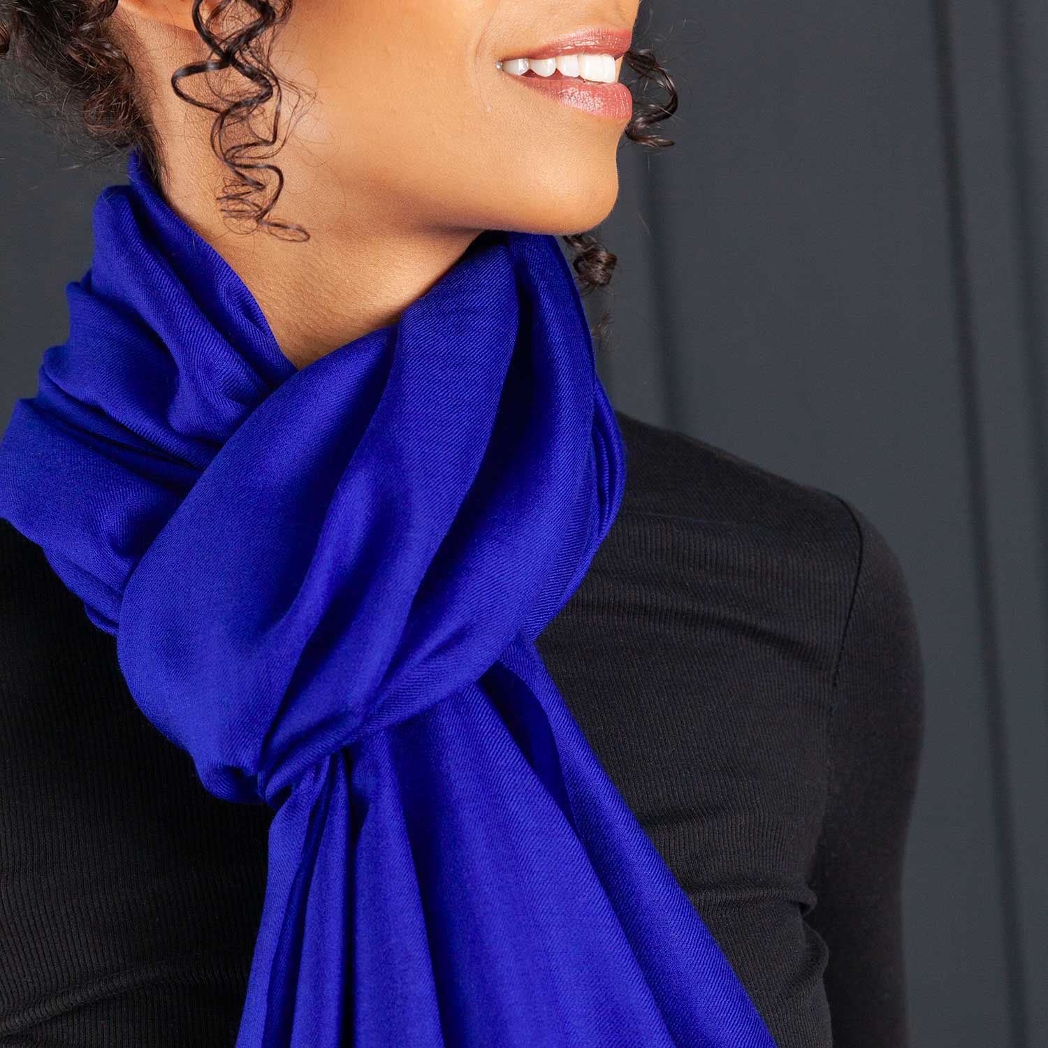 Luxe Merino Silk Shawl Royal Blue - Image 4
