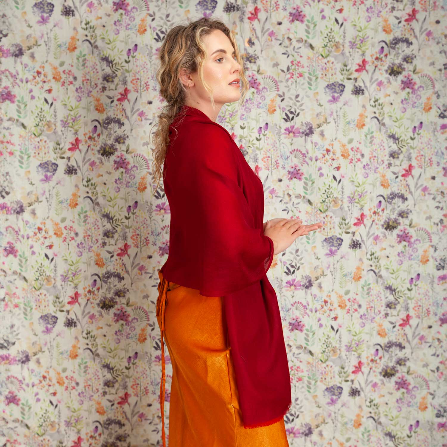 Luxe Merino Silk Shawl Russet - Image 6