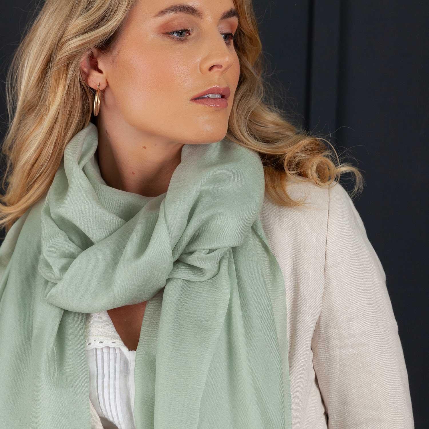 Luxe Merino Silk Shawl Sage - Image 3