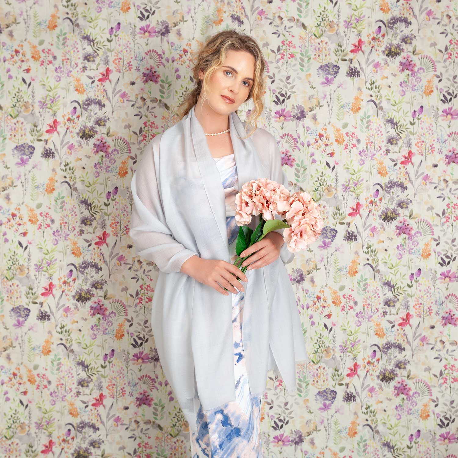 Luxe Merino Silk Shawl Silver - Image 7