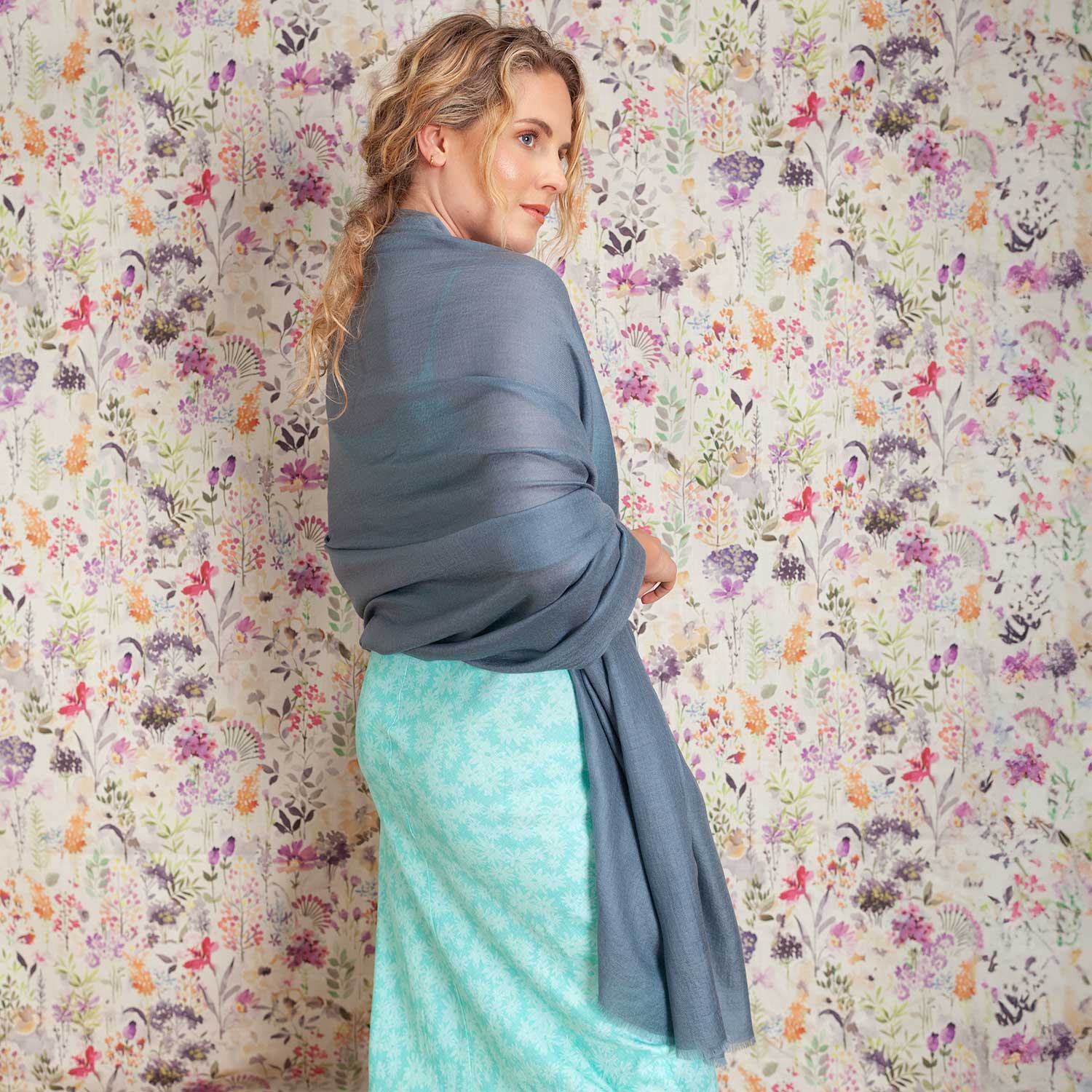 Luxe Merino Silk Shawl Storm Cloud - Image 5