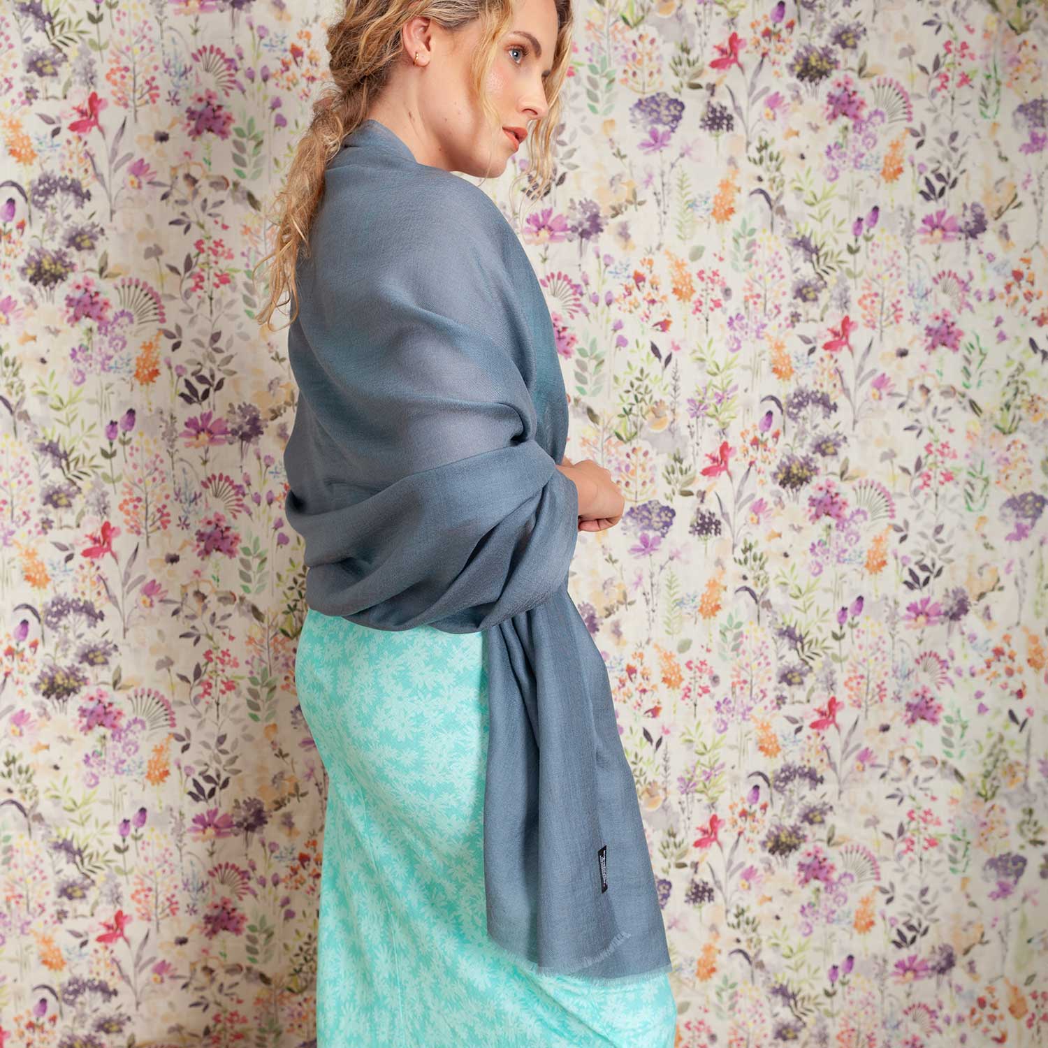 Luxe Merino Silk Shawl Storm Cloud - Image 6