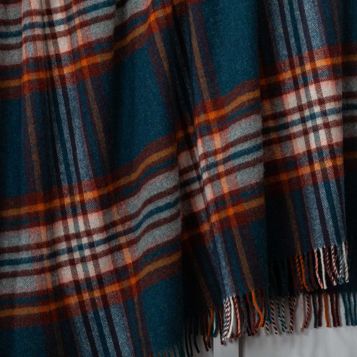 Plaid Shetland Wool Throw Teal - Image 3