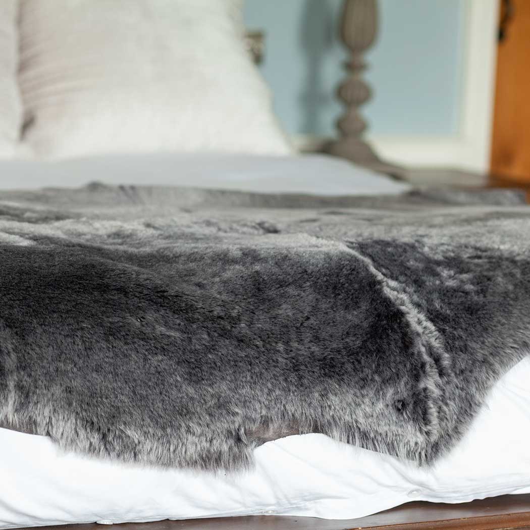 Quad Shearling Throw in Graphite - Image 5