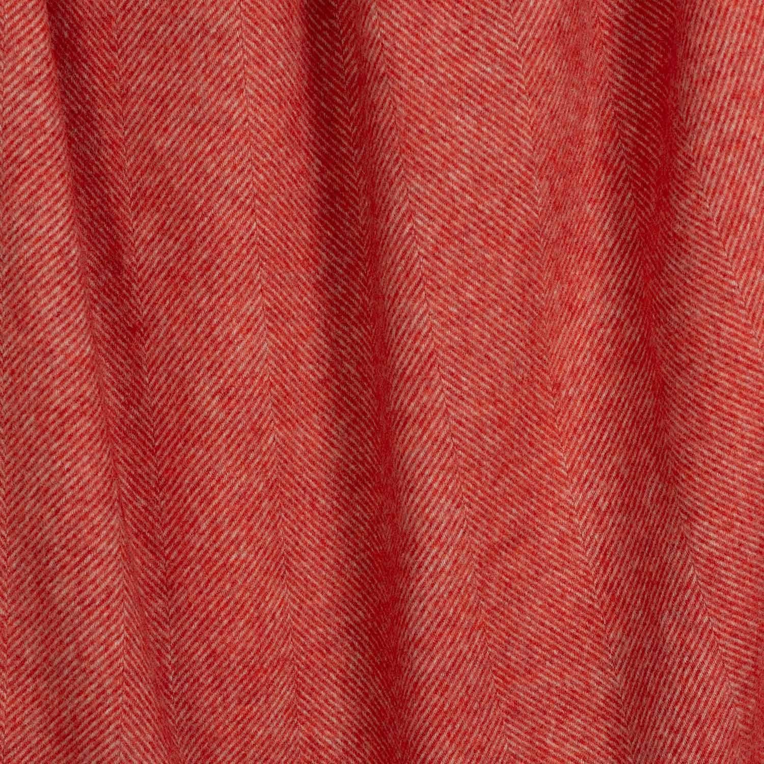 Shetland Wool Herringbone Throw Coral Red - Image 4