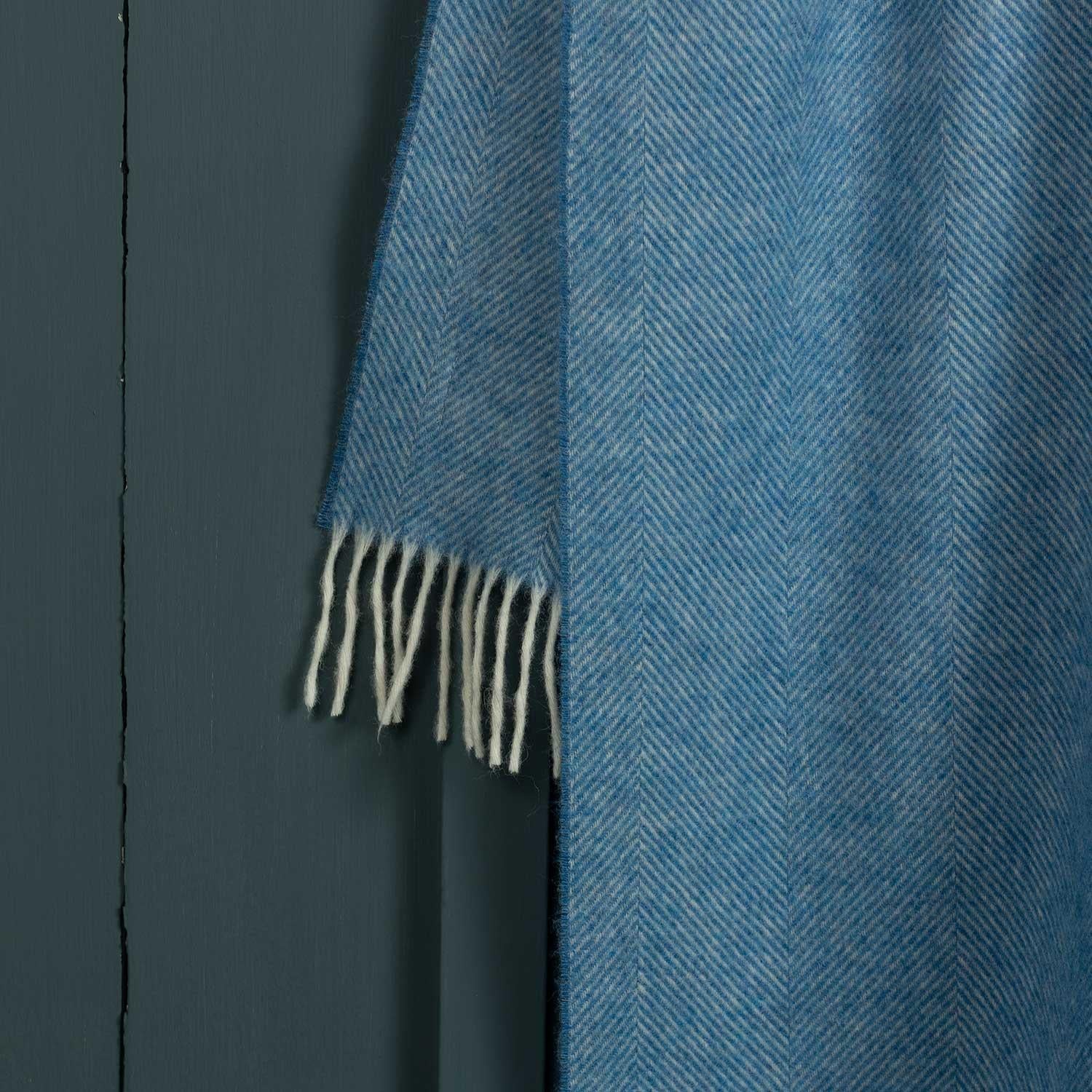 Shetland Wool Herringbone Throw - Topaz - Image 5